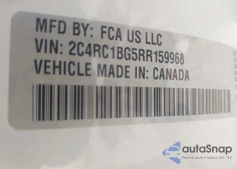 2024 Chrysler Pacifica Touring L из США, поврежденный, VIN 2C4RC1BG5RR159968